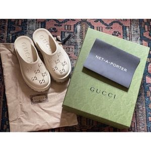 Gucci perforated GG platform mules
